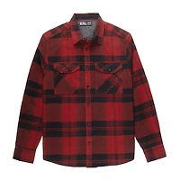 Dark Black Men's Long-Sleeve  Woven Shirt Flannel