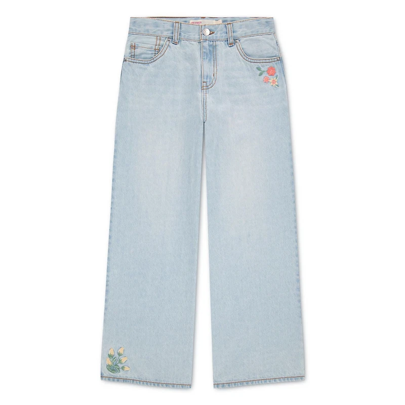 Jean taille mi-haute coup baggy brodé de fleurs Levi Strauss Signature pour fille