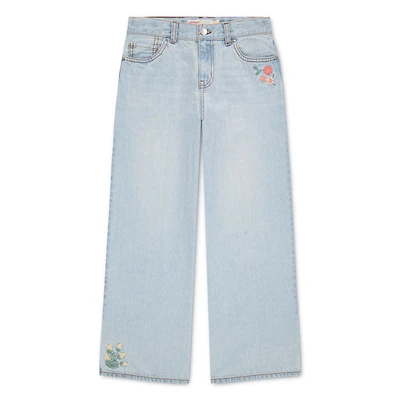 Jean taille mi-haute coup baggy brodé de fleurs Levi Strauss Signature pour fille