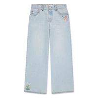 Jean taille mi-haute coup baggy brodé de fleurs Levi Strauss Signature pour fille