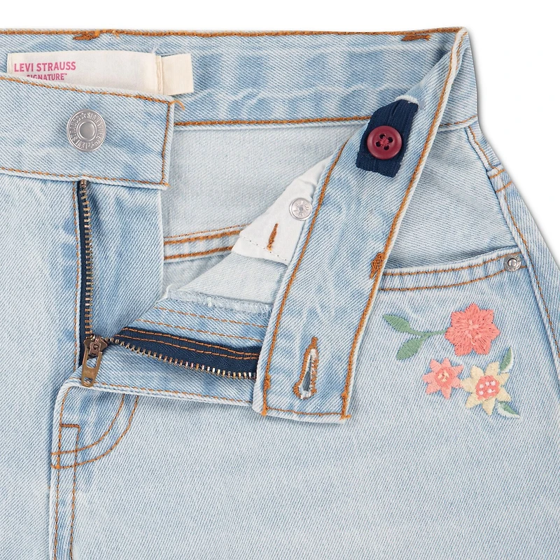 Jean taille mi-haute coup baggy brodé de fleurs Levi Strauss Signature pour fille