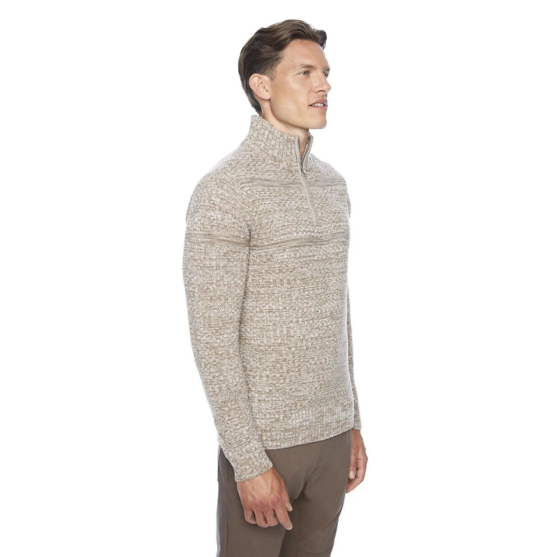 Dark Black Men's Long-Sleeve 1/4 zip Mock Neck Sweater