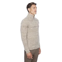 Dark Black Men's Long-Sleeve 1/4 zip Mock Neck Sweater