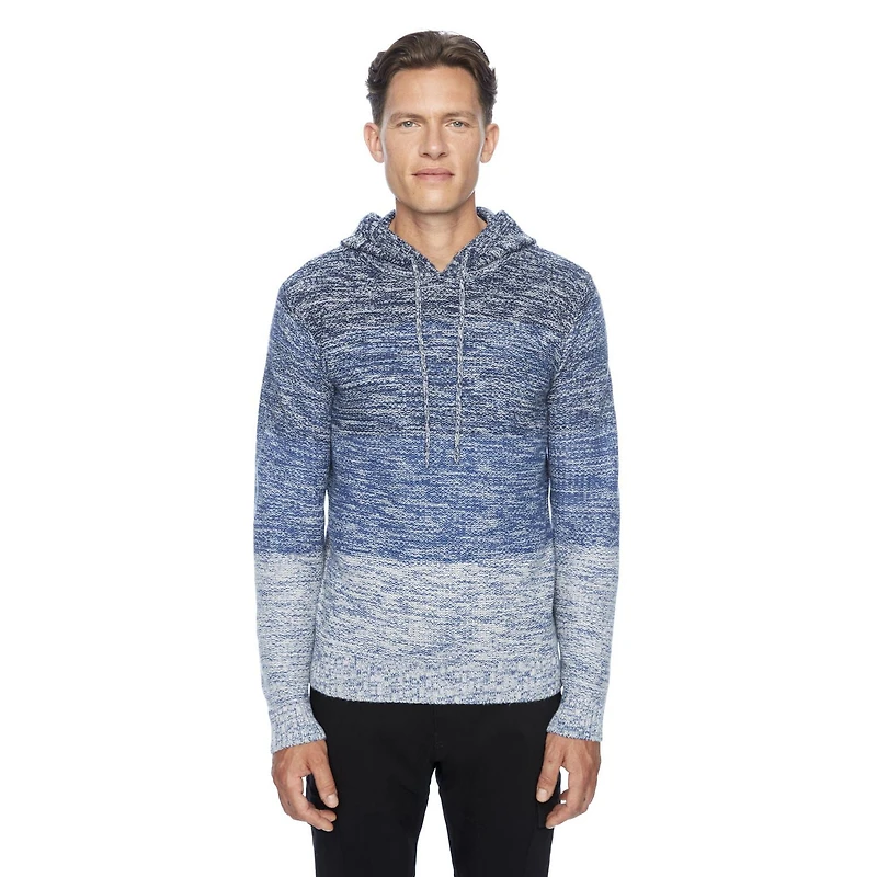 Dark Black Men's Long-Sleeve Hooded Pull-On Sweater