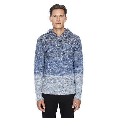 Dark Black Men's Long-Sleeve Hooded Pull-On Sweater