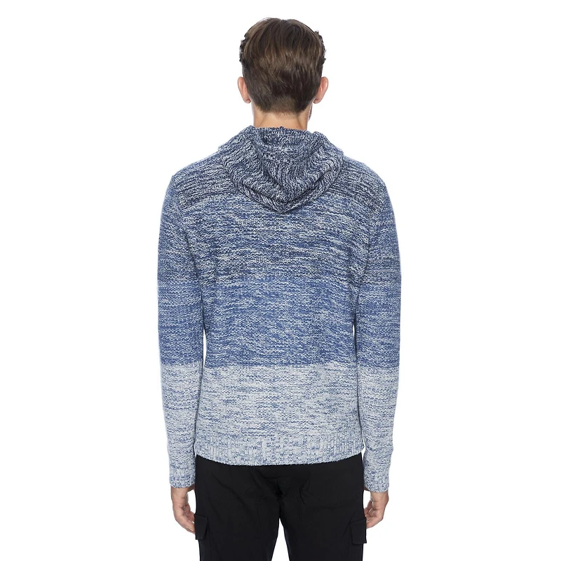 Dark Black Men's Long-Sleeve Hooded Pull-On Sweater