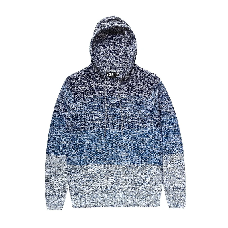 Dark Black Men's Long-Sleeve Hooded Pull-On Sweater