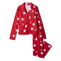 Hello Kitty Girls' Notch Collar Pajama 2-Piece Set