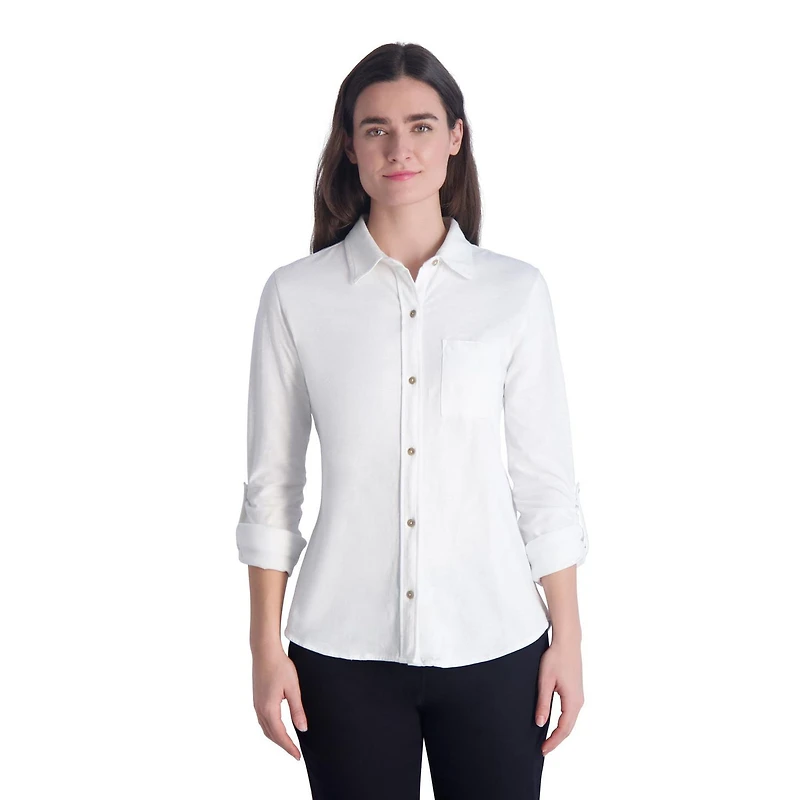 CHAPS-LONG SLEEVE KNIT SHIRT-