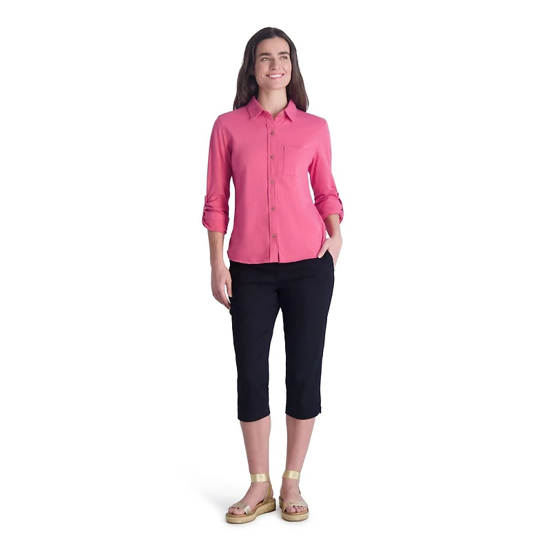 CHAPS-LONG SLEEVE KNIT SHIRT-