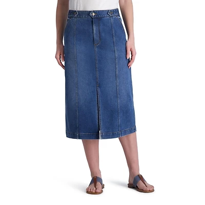 Jupe crayon midi en denim de coton avec poches pour femmes Chaps