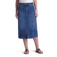 Jupe crayon midi en denim de coton avec poches pour femmes Chaps