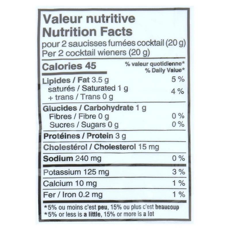 Hygrade Smoked Cocktail Wieners, 225 g