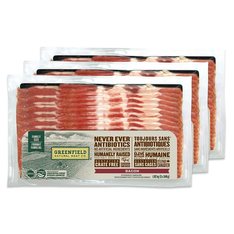 Greenfield Natural Meat Co Bacon Family Size, 340 g