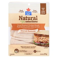 Maple Leaf Natural Selections Shaved Deli Chicken Breast Oven Roasted Family Size, 375 g