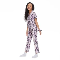 Justice Girls' Notched Collar Pajamas with Scrunchie 3-Piece Set