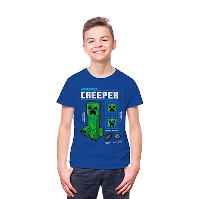 Minecraft T-shirt à manches courtes Creeper pour garçon Tailles: TP-TG