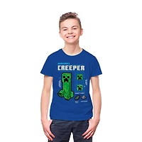 Minecraft Boys Creeper Short Sleeve T-Shirt, Sizes: XS-XL
