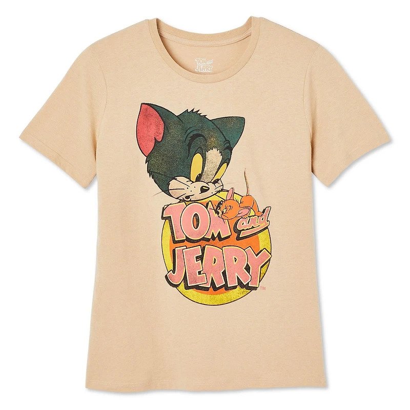 T-shirt coupe décontractée Tom et Jerry pour femmes Tailles TP–TG