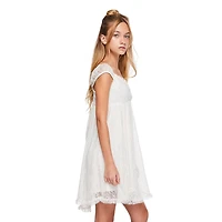 My Sister's Closet Girls' Cap Sleeve Hanky Hem Lace Babydoll Dress
