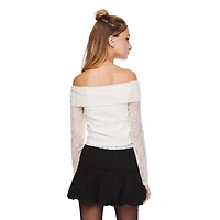 Haut en dentelle à manches longues avec encolure dégagée aux épaules My Sister’s Closet pour filles