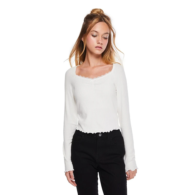 My Sister's Closet Girls' Long Sleeve Sweetheart Neck Top