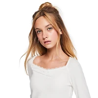 My Sister's Closet Girls' Long Sleeve Sweetheart Neck Top