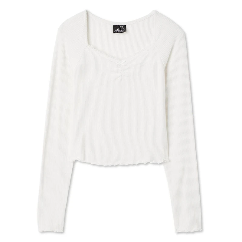 My Sister's Closet Girls' Long Sleeve Sweetheart Neck Top