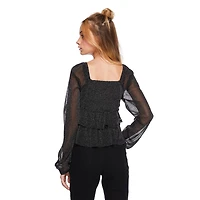 My Sister's Closet Girls' Long Sleeve Ruffle Tiered Blouse