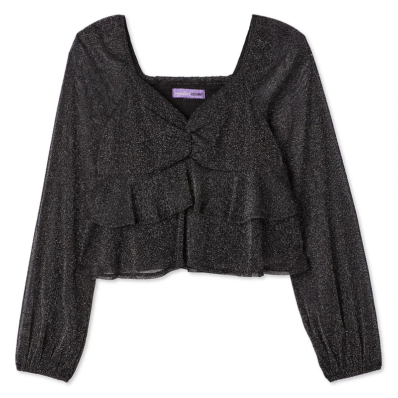 My Sister's Closet Girls' Long Sleeve Ruffle Tiered Blouse