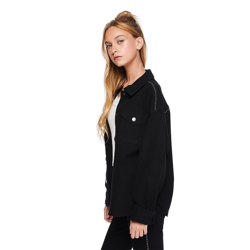 My Sister's Closet Girls' Snap Front Studded Shacket