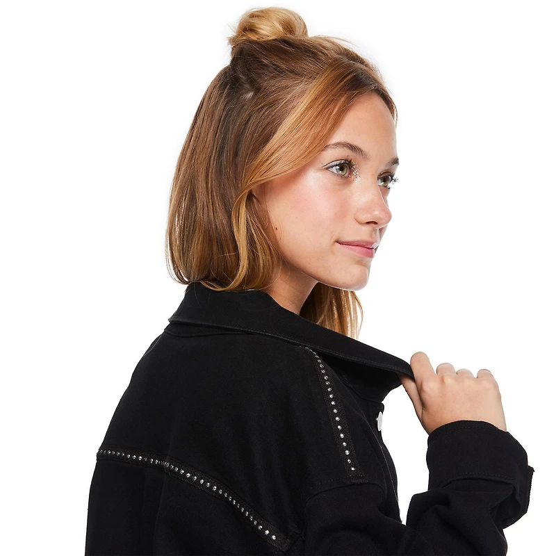 My Sister's Closet Girls' Snap Front Studded Shacket
