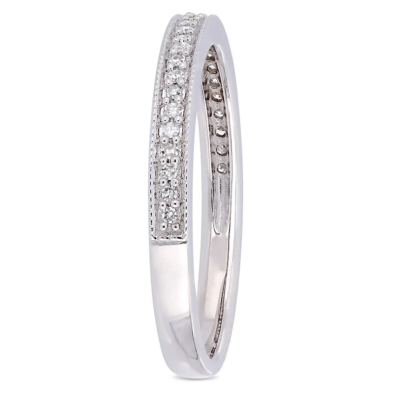 Bague de mariage style éternité Miabella avec diamants 1/8 CT poids total en or blanc 14K