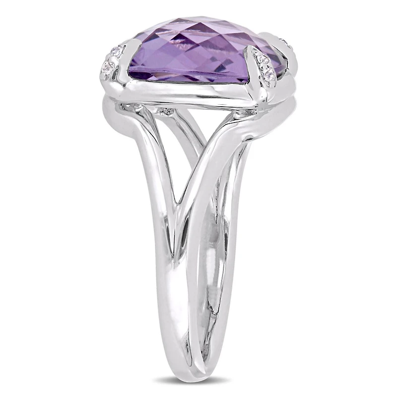 Bague cocktail Tangelo avec améthyste et topazes blanches 7-4/5 CT PBT en argent sterling