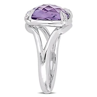 Bague cocktail Tangelo avec améthyste et topazes blanches 7-4/5 CT PBT en argent sterling