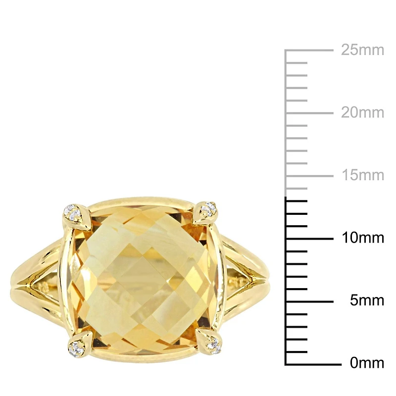 Bague cocktail Tangelo avec citrine et topazes blanches 7 CT PBT en argent sterling plaqué de rhodium jaune
