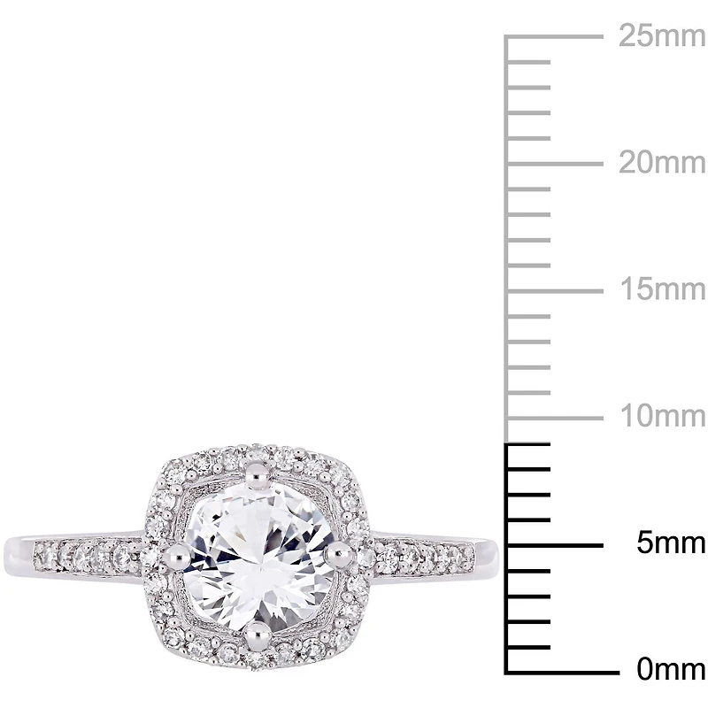 Miabella 1 Carat T.G.W. Created White Sapphire And 1/7 Carat T.W. Diamond 10 K White Gold HALO Ring