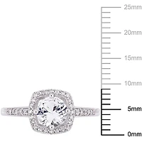 Miabella 1 Carat T.G.W. Created White Sapphire And 1/7 Carat T.W. Diamond 10 K White Gold HALO Ring
