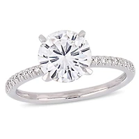 Bague de fiançailles Miabella avec moissanite 2 CT PBT et diamants 1/10 CT poids total en or blanc 14K