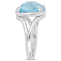 Bague cocktail Tangelo avec topaze bleu-ciel et blanches 9 CT PBT en argent sterling