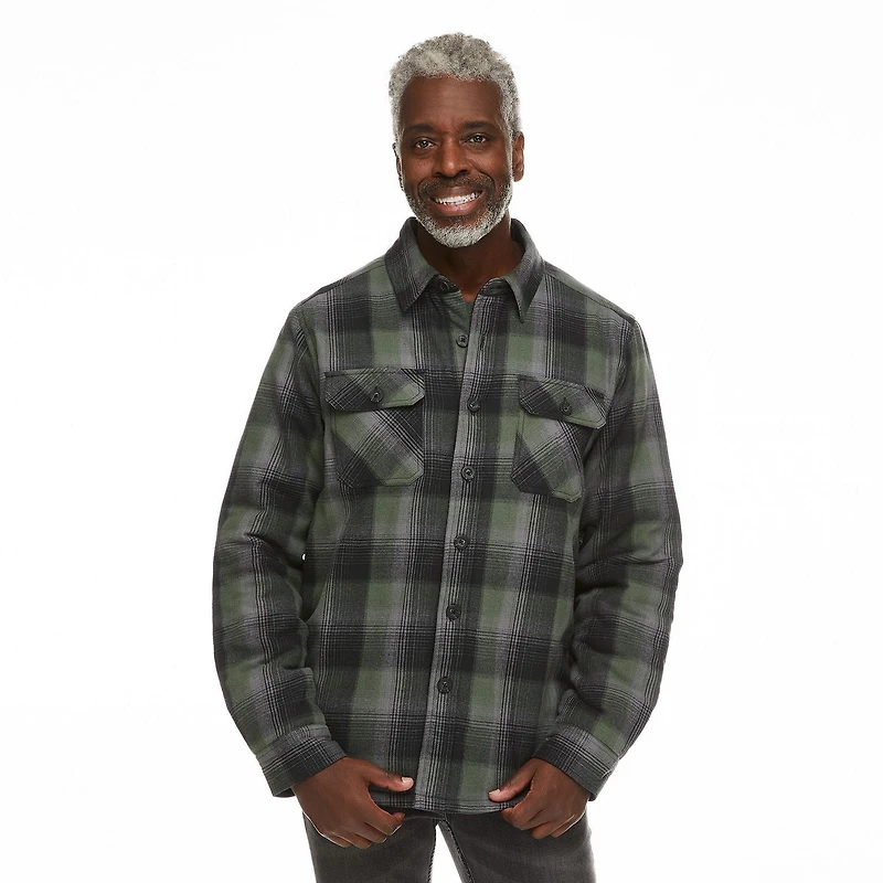 George Men's Sherpa-Lined Flannel Shirt Jacket