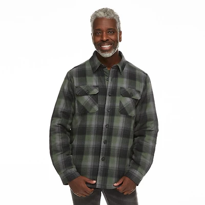 George Men's Sherpa-Lined Flannel Shirt Jacket