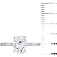 Bague de fiançailles Miabella avec moissanite 2 CT PBT et diamants 1/10 CT poids total en or blanc 14K
