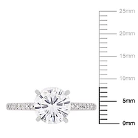 Miabella 2 Carat T.G.W. Moissanite And 1/10 Carat T.W. Diamond 14 K White Gold Engagement Ring