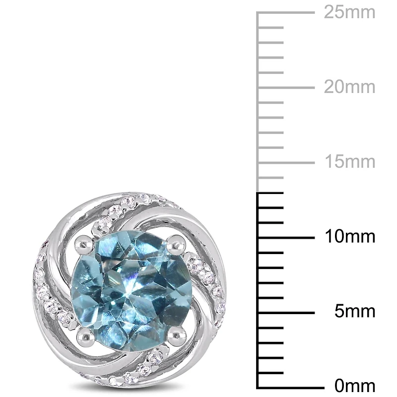 Tangelo 5 Carat T.G.W. Sky Blue And White Topaz Sterling Silver Swirl Stud Earrings