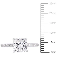Bague de fiançailles Miabella avec moissanite 2 CT PBT et diamants 1/10 CT poids total en or blanc 14K