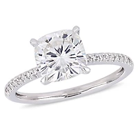 Bague de fiançailles Miabella avec moissanite 2 CT PBT et diamants 1/10 CT poids total en or blanc 14K