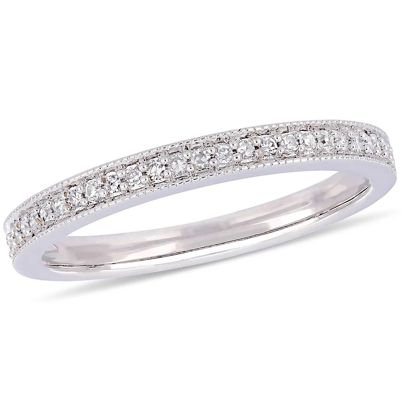 Bague de mariage style éternité Miabella avec diamants 1/8 CT poids total en or blanc 14K