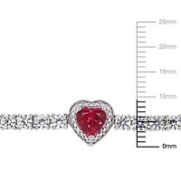 Tangelo 8-2/5 Carat T.G.W. Created Ruby And Created White Sapphire Sterling Silver Heart Bracelet, 7"