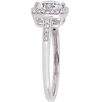 Miabella 1 Carat T.G.W. Created White Sapphire And 1/7 Carat T.W. Diamond 10 K White Gold HALO Ring